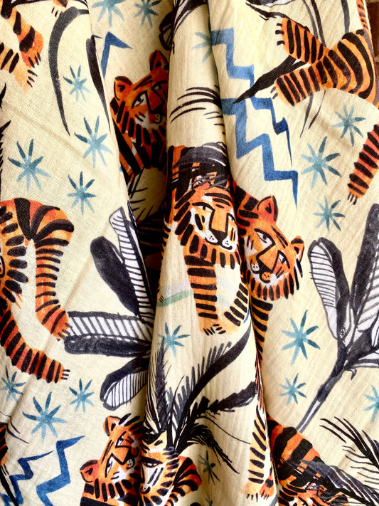 Island Style Tiger Muslin Swaddle